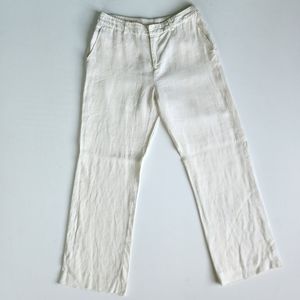 Lauren Ralph Lauren Cream Beige 100% Linen Pants Petite Size 6